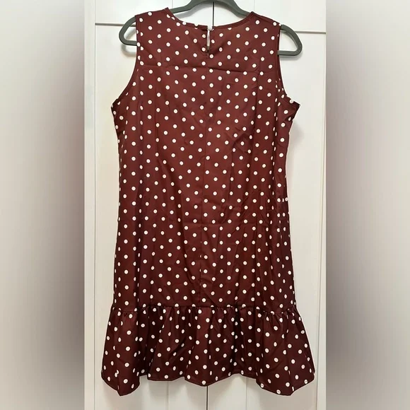 Brown And White Polka Dot Dress Sz LG NEW! - Picture 2 of 4